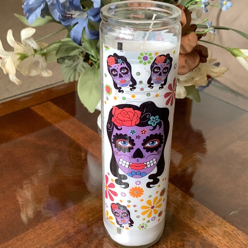 Dia de Muertos Candle 8” Day of The Dead Holiday Mystic Sugar Skull Halloween 🆕